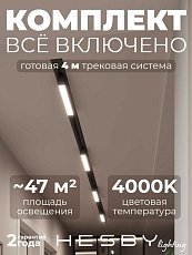 Встраиваемая однофазная трековая система Hesby Lighting Skylite №1 со светильниками HSBL_kompl_S001_VI4B4K