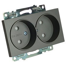 Розетка двойная 2P Stekker Катрин со шторками графит GLS10-7113-06 49421 5