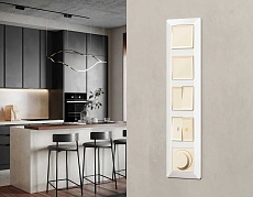 Комплект механизма 2-кл выключателя AMBRELLA VOLT с подсветкой 3200K ALFA Бежевый матовый QUANT (AP3240, VM115, G11Y) MA324010 5