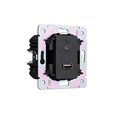 Розетка ROUND USB-A+Type-C 3А с функцией быстрой зарядки шелк KRANZ KR-78-0734-7 1