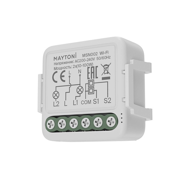 Wi-Fi выключатель двухканальный (без нуля) Maytoni Technical Smart home MSN002 изображение 1 Wi-Fi выключатель двухканальный (без нуля) Maytoni Technical Smart home MSN002 Фото № 1