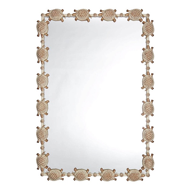 Зеркало Runden Черепахи белый/золото прямоугольное V20023 фото 