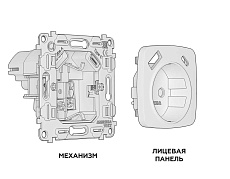 Комплект механизма электрической розетки AMBRELLA VOLT OMEGA Графит мягкое касание 2USB A+C 20W (быстрая зарядка) с/з QUANT (OP9100, VM160) MO910010 2
