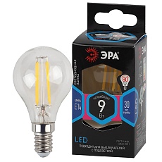 Лампа светодиодная филаментная ЭРА E14 9W 4000K прозрачная F-LED P45-9w-840-E14 Б0047026 1