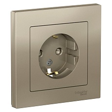 Розетка 2К+З Systeme Electric AtlasDesign 16A 250V со шторками шампань ATN000544