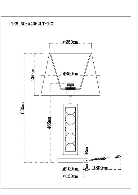 Настольная лампа Arte Lamp Jessica A4062LT-1CC изображение 2 Настольная лампа Arte Lamp Jessica A4062LT-1CC Фото № 2