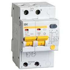 KARAT Дифференциальный автомат АД12 2P 10А 30мА тип AC IEK MAD10-2-010-C-030