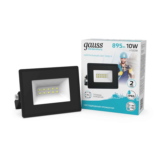 Прожектор светодиодный Gauss Elementary 10W 4000К 613100210 Фото № 4