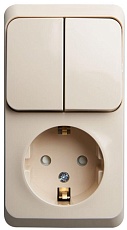 Блок розетка-выключатель Schneider Electric Этюд кремовый BPA16-202K