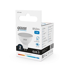 Лампа светодиодная Gauss GU5.3 11W 6500K матовая 13531 1