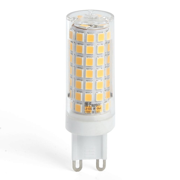 Лампа светодиодная Feron G9 9W 6400K прозрачная LB-434 38148 фото 