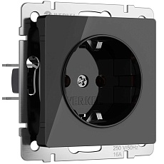 Розетка Werkel с заземлением черный акрил W1171048 4690389197703