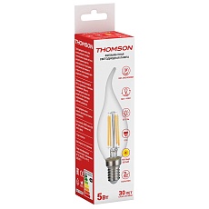 Лампа светодиодная филаментная Thomson E14 5W 2700K свеча на ветру прозрачная TH-B2073 1
