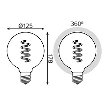 Лампа светодиодная диммируемая филаментная Gauss E27 5W 1800K синяя 1013802105 1