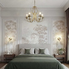 Подвесная люстра Eurosvet Alda 3305/5 латунь/прозрачный хрусталь Strotskis a072114 3