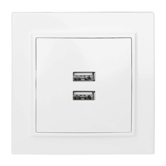 Минск Розетка USB 2-местная СП 2,1А белая EKF ERR-2USB-100 Фото № 1