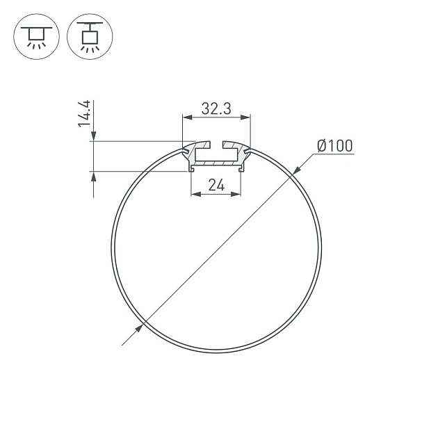 Профиль Arlight ARH-Round-D100-2000 Anod 036334 изображение 2 Профиль Arlight ARH-Round-D100-2000 Anod 036334 Фото № 2