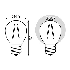 Лампа светодиодная филаментная Gauss E27 4,5W 4100К прозрачная 1051215 3