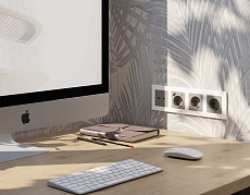 Комплект механизма электрической розетки AMBRELLA VOLT ALFA Серо-бежевый матовый 2USB A+C 20W (быстрая зарядка) с/з QUANT (AP3700, VM160) MA370010 2