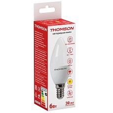 Лампа светодиодная Thomson E14 6W 3000K свеча матовая TH-B2013 1