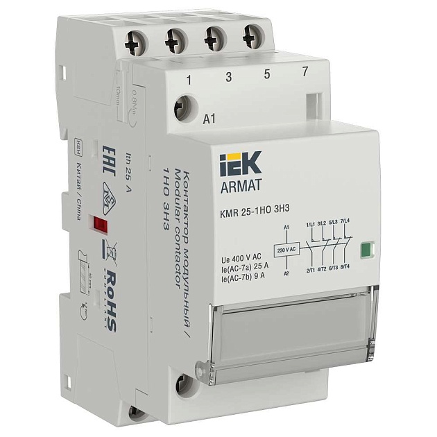 ARMAT Контактор модульный KMR 25А 230В AC 1НО 3НЗ IEK AR-KMR10-025-13-230 Фото № 1