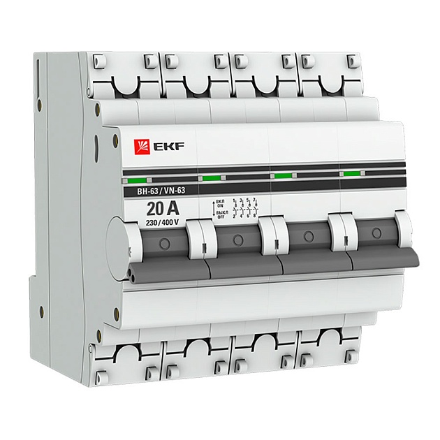 Выключатель нагрузки 4P 20А ВН-63 EKF PROxima SL63-4-20-pro Фото № 1