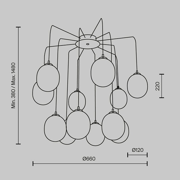 Подвесная люстра Maytoni Branch MOD176PL-12G изображение 2 Подвесная люстра Maytoni Branch MOD176PL-12G Фото № 2