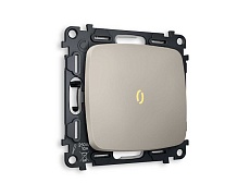 Комплект механизма 1-кл проходного выключателя AMBRELLA VOLT с подсветкой 3200K OMEGA Серо-бежевый матовый QUANT (OP3620, VM105, G22Y) MO362030