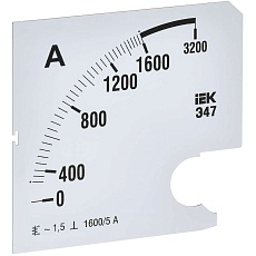 Шкала сменная для амперметра Э47 1600/5А класс точности 1,5 96х96мм IEK IPA20D-SC-1600