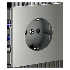 Розетка встраиваемая Voltum S70 с заземлением и защитными шторками, 16А, (сталь) VLS040205 5