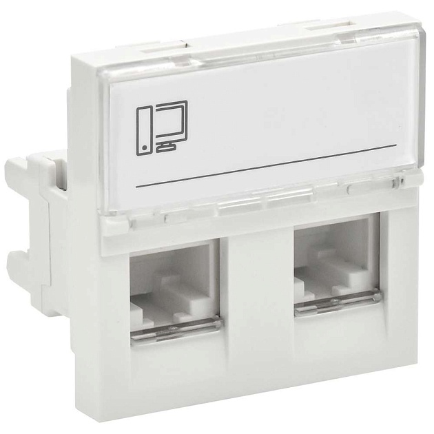 PRIMER РКИ-22-00-П-6 Розетка компьютерная RJ45 UTP кат.6 (2 модуля 2 входа) белая IEK PR-KK40D-RI-0-2-2C06U-K01 Фото № 1