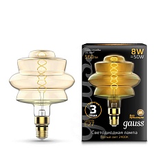 Лампа светодиодная филаментная диммируемая Gauss E27 8W 2400K золотая 161802008 3