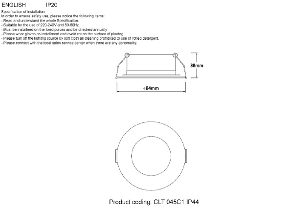 Встраиваемый светильник Crystal Lux CLT 045C1 WH IP44 Фото № 3