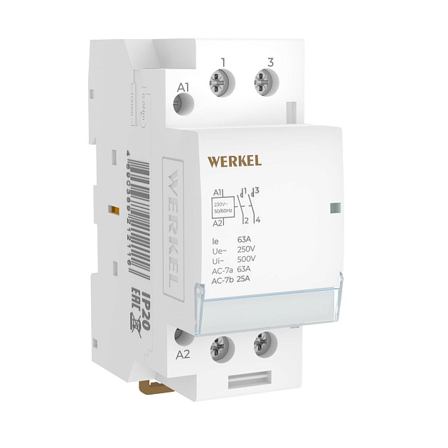 Контактор модульный 63 A 2NO (2 модуля) Werkel W942M63O 4690389212116 Фото № 1