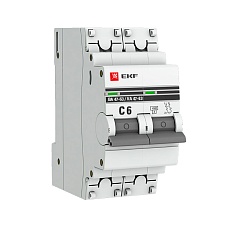 Автоматический выключатель 2P 6А (C) 4,5kA ВА 47-63 EKF PROxima mcb4763-2-06C-pro