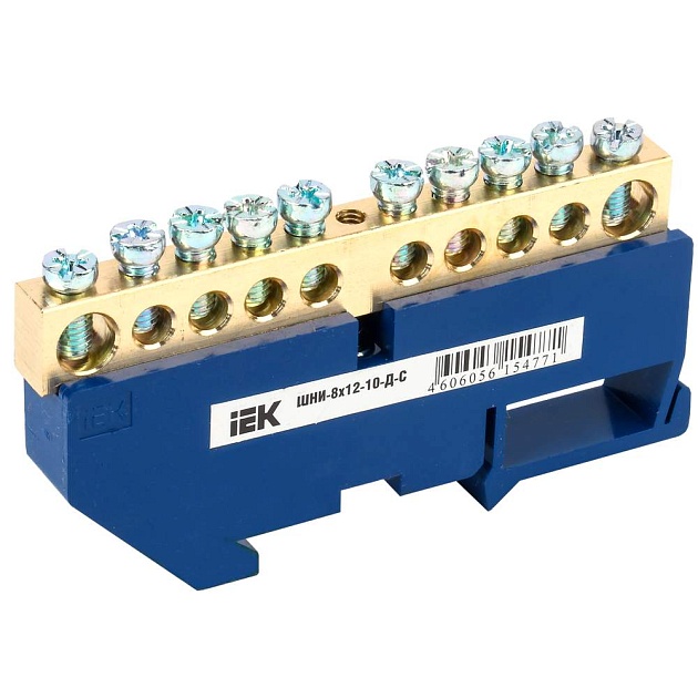 Шина N "ноль" на DIN-изол ШНИ-8х12-10-Д-С IEK YNN10-812-10D-K07 Фото № 1