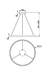 Подвесной светодиодный светильник Maytoni Rim MOD058PL-L42BSK 1