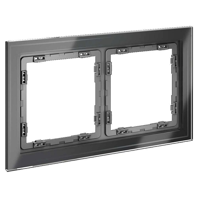 Рамка стеклянная Voltum S70 на 2 поста, (графит, стекло) VLS110207 Фото № 1