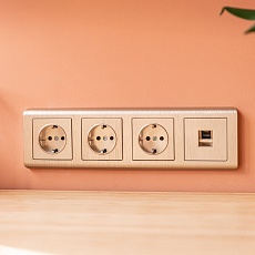 Накладка для телефонной розетки Werkel RJ-11 (шампань рифленый) W1192010 4690389160707 1