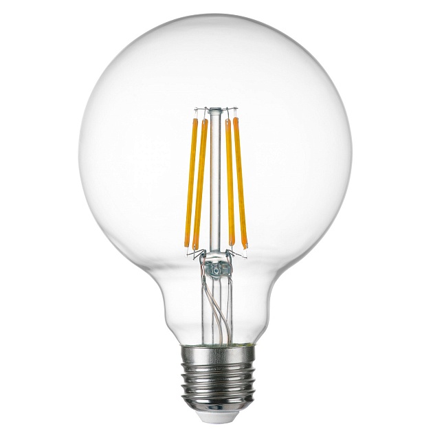 Лампа светодиодная филаментная Lightstar LED Filament E27 8W 3000K груша прозрачная 933102 Фото № 1
