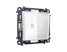 Комплект механизма 2-кл проходного выключателя AMBRELLA VOLT с подсветкой 5600K ALFA Белый глянец QUANT (AP1040, VM120, G25W) MA104035