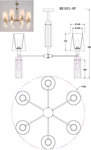 Подвесная люстра MyFar Fernando MR1921-12P изображение 2 Подвесная люстра MyFar Fernando MR1921-12P Фото № 2