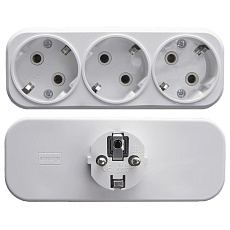Разветвитель сетевой 3-местный с/з Stekker ADP16-23-20, 250V, 16A, ABS пластик, белый 39024