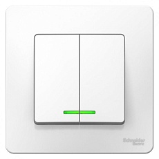 Выключатель двухклавишный Systeme Electric Blanca 10A 250V с подсветкой белый BLNVS010511