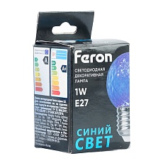 Лампа светодиодная Feron E27 1W синяя LB-385 52162 1