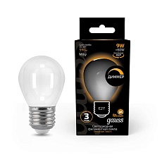 Лампа светодиодная филаментная Gauss E27 9W 3000К матовая 105202109 3