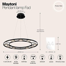 Подвесной светодиодный светильник Maytoni Fad MOD070PL-L63B3K 1