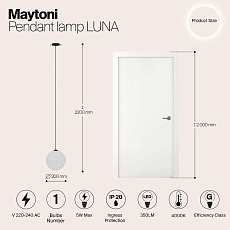 Подвесной светодиодный светильник Maytoni Technical Luna P039PL-5W4K-20INS-B 1