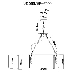 Подвесная люстра Lumien Hall Карре LH3056/9P-GDCG 4