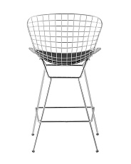 Полубарный стул Stool Group с низкой спинкой Bertoia хромированный с черной подушкой BTY-24L-P6 CH/BL 2